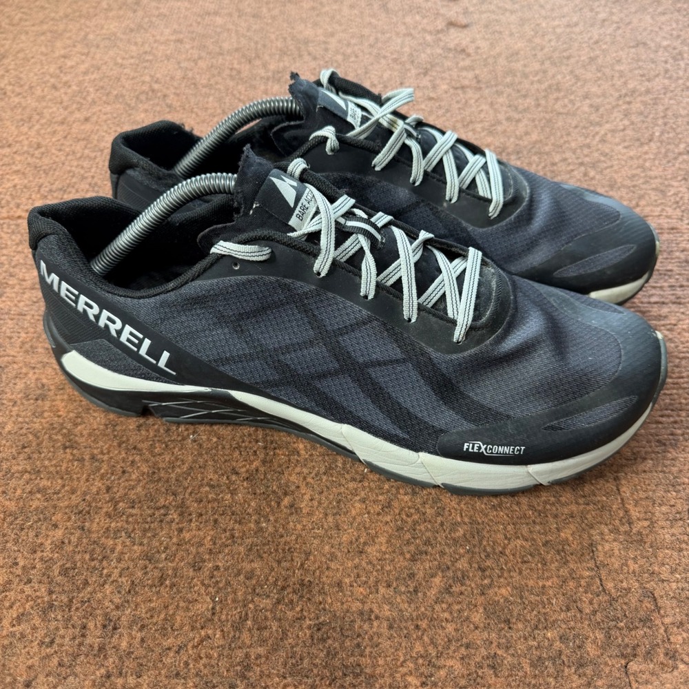Merrell Bare Access Flex Mens 11.5 Running Shoes Black Silver J09657 Trail Gym